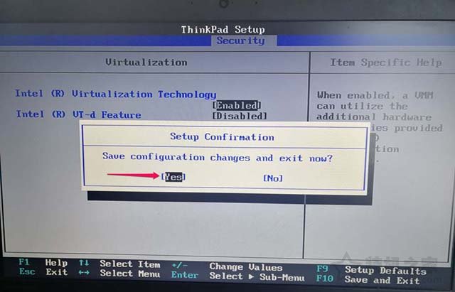 ThinkPad笔记本电脑如何开启CPU虚拟化技术的图文教程 电脑基础 第7张